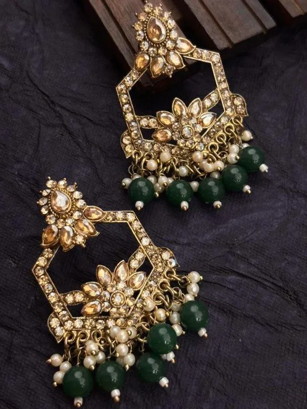 Indian_Shringar_Kundan_Chandbali_Earrings_|_Green_Bead_Jhalar_Designer_Hexagon_Earrings_|_Bridal_Ethnic_Statement_Jewelry