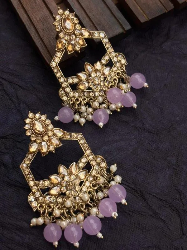 Indian_Shringar_Kundan_Chandbali_Earrings_|_Lavender_Bead_Jhalar_Designer_Hexagon_Earrings_|_Pastel_Bridal_Statement_Jewelry