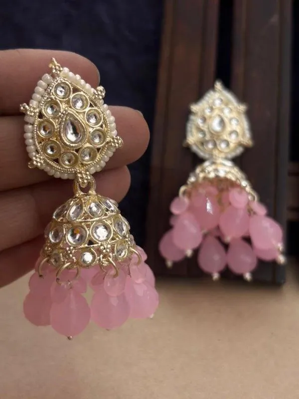 Indian_Shringar_Kundan_Jhumki_Earrings_|_Baby_Pink_Bead_Jhalar_Traditional_Earrings_|_Pastel_Ethnic_Jewelry