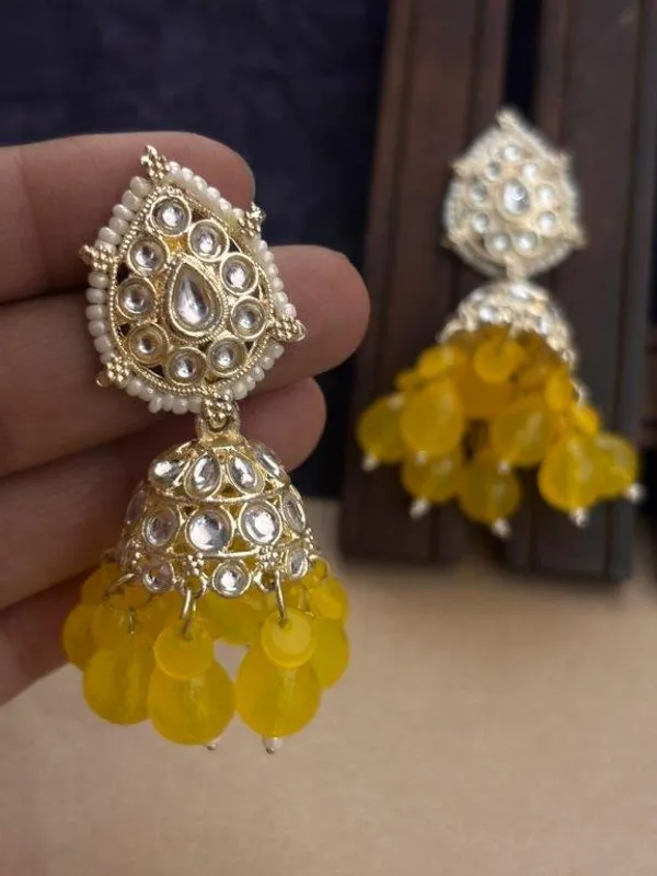 Indian_Shringar_Kundan_Jhumki_Earrings_|_Yellow_Bead_Jhalar_Traditional_Earrings_|_Ethnic_Festive_Jewelry