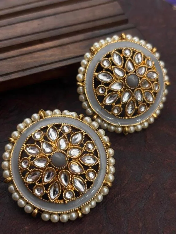 Indian_Shringar_Kundan_Stud_Earrings_|_Grey_Stone_Pearl_Studs_|_Elegant_Ethnic_Earrings