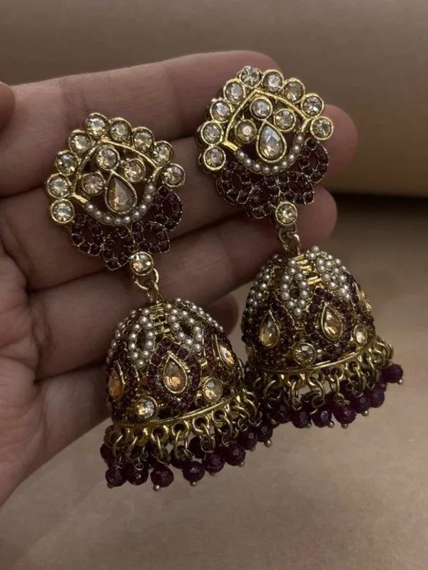 Indian_Shringar_Maroon_Kundan_Jhumka_Earrings_|_Pearl_&_Beaded_Bridal_Jhumki_|_Ethnic_Statement_Jewelr