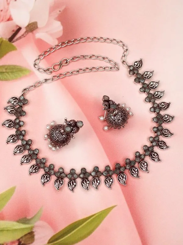 Indian_Shringar_Oxidised_German_Silver_Necklace_Set_|_Sea_Green_Monalisa_Stone_Tribal_Choker_with_Earrings_|_Ethnic_Jewelry
