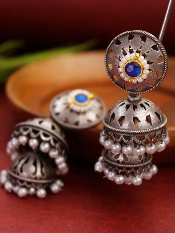 Indian_Shringar_Oxidised_Silver_Jhumka_Earrings_|_Blue_Stone_Pearl_Drop_Jhumki_|_Ethnic_German_Silver_Jewelry