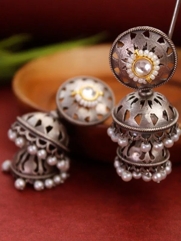 Indian_Shringar_Oxidised_Silver_Jhumka_Earrings_|_Pearl_Drop_Traditional_Jhumki_|_Ethnic_German_Silver_Jewelry