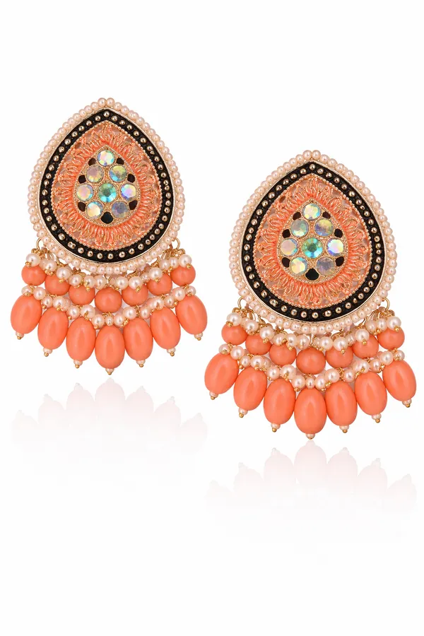 Indian_Shringar_PEACH_Kundan_Stud_Earrings_for_Women_|_Traditional_Wedding_&_Festive_Jewellery