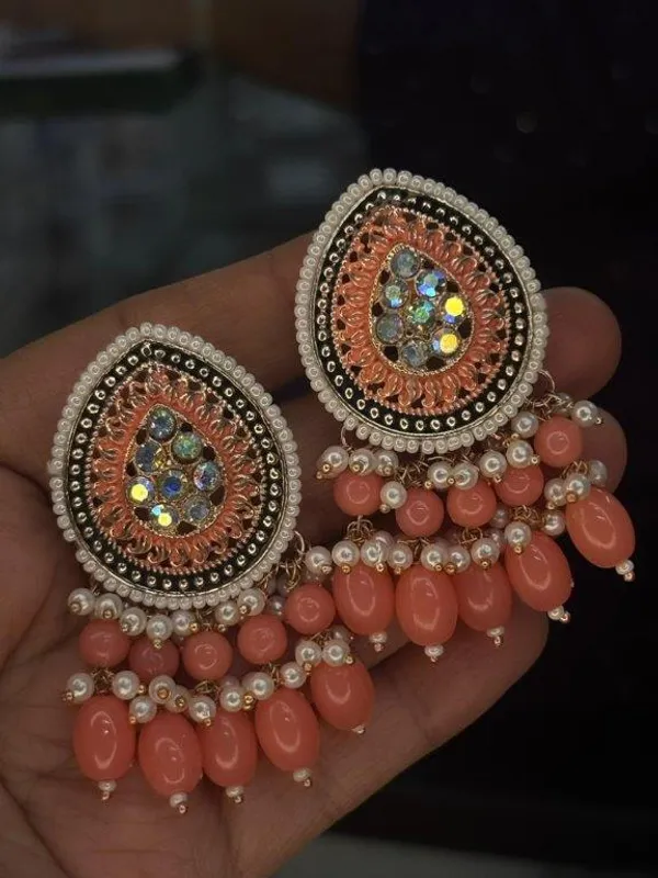 Indian_Shringar_PEACH_Kundan_Stud_Earrings_for_Women_|_Traditional_Wedding_&_Festive_Jewellery