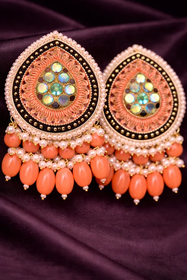 Indian_Shringar_PEACH_Kundan_Stud_Earrings_for_Women_|_Traditional_Wedding_&_Festive_Jewellery