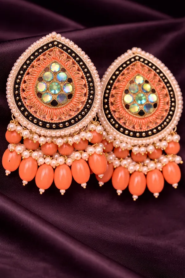 Indian_Shringar_PEACH_Kundan_Stud_Earrings_for_Women_|_Traditional_Wedding_&_Festive_Jewellery