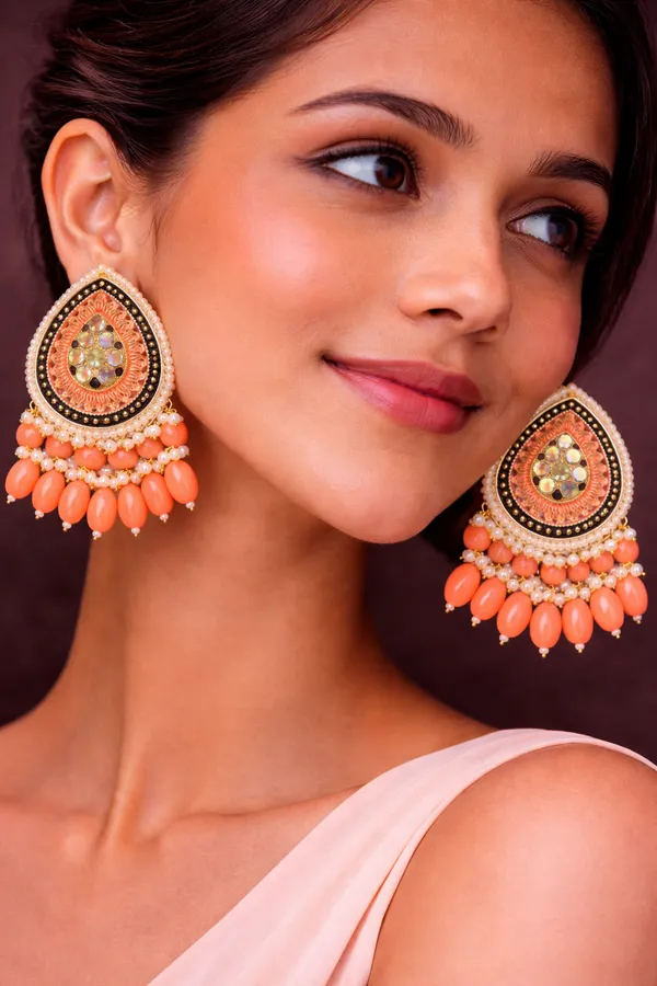 Indian_Shringar_PEACH_Kundan_Stud_Earrings_for_Women_|_Traditional_Wedding_&_Festive_Jewellery