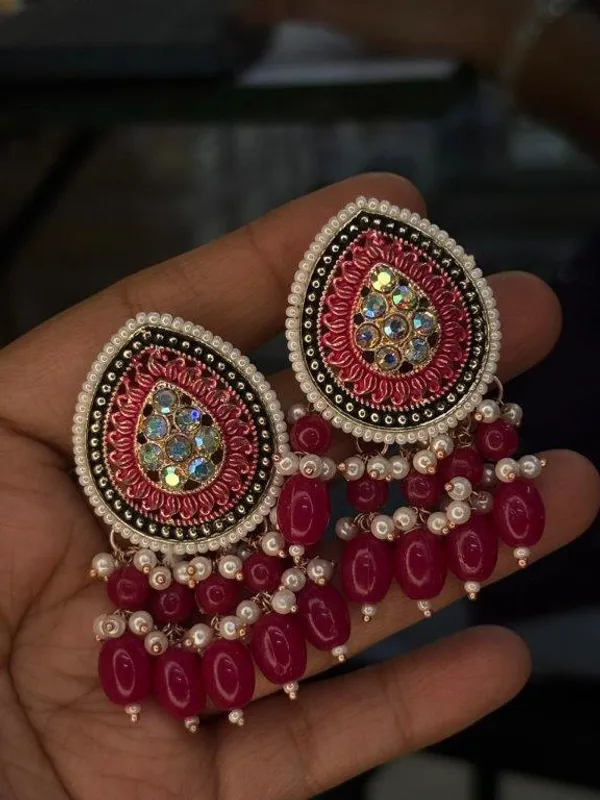 Indian_Shringar_Pink_Kundan_Stud_Earrings_for_Women_|_Traditional_Wedding_&_Festive_Jewellery