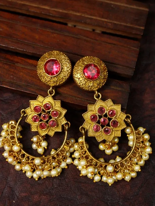 Indian_Shringar_Ruby_Red_Stone_Golden_Chandbali_Earrings_|_Pearl_Drop_Ethnic_Designer_Earrings_for_Women