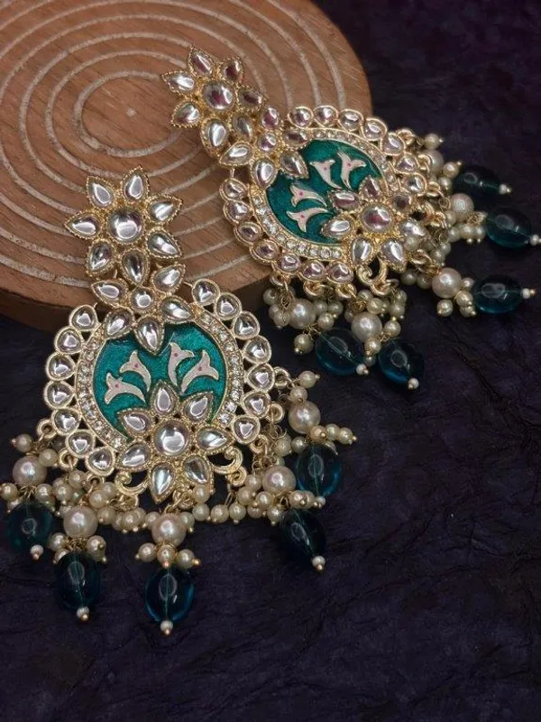 Indian_Shringar_Shahina_Kundan_Earrings_|_Teal_Green_Meenakari_Statement_Earrings_|_Premium_Ethnic_Jewelry