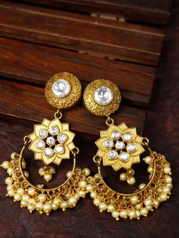 Indian_Shringar_White_Stone_Golden_Chandbali_Earrings_|_Pearl_Drop_Elegant_Ethnic_Earrings