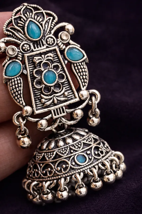 Indian_Shringar_Oxidised_Silver_Jhumka_Earrings_|_Sky_Blue_Stone_Vintage_Boho_Jhumki_|_Ethnic_German_Silver_Jewelry