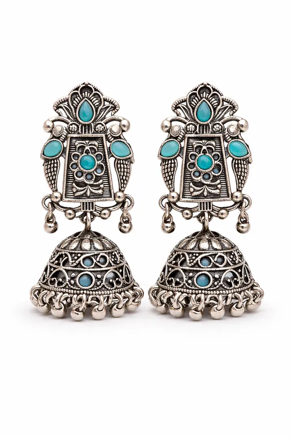 Indian_Shringar_Oxidised_Silver_Jhumka_Earrings_|_Sky_Blue_Stone_Vintage_Boho_Jhumki_|_Ethnic_German_Silver_Jewelry