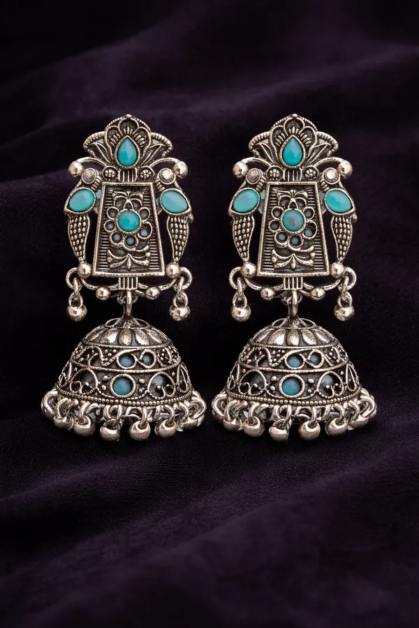 Indian_Shringar_Oxidised_Silver_Jhumka_Earrings_|_Sky_Blue_Stone_Vintage_Boho_Jhumki_|_Ethnic_German_Silver_Jewelry