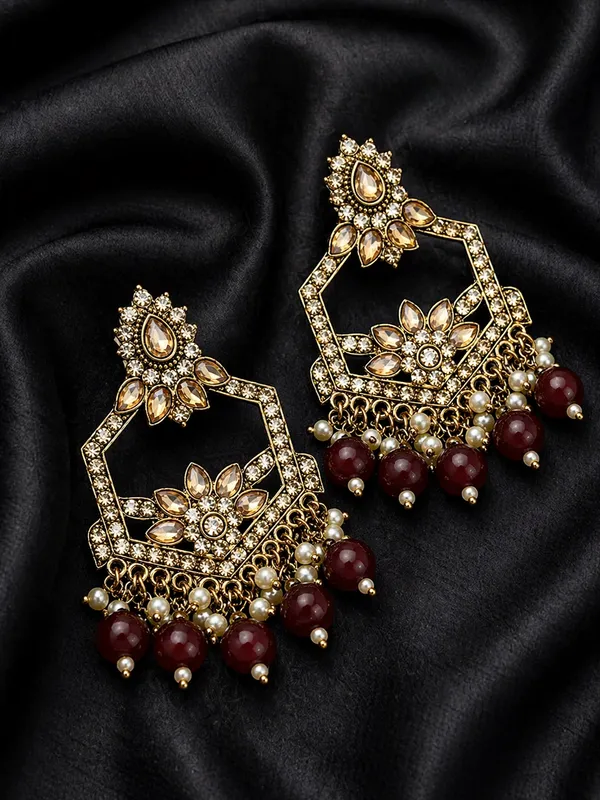 Indian_Shringar_Kundan_Chandbali_Earrings_|_Maroon_Bead_Jhalar_Designer_Hexagon_Earrings_|_Ethnic_Bridal_Statement_Jewelry