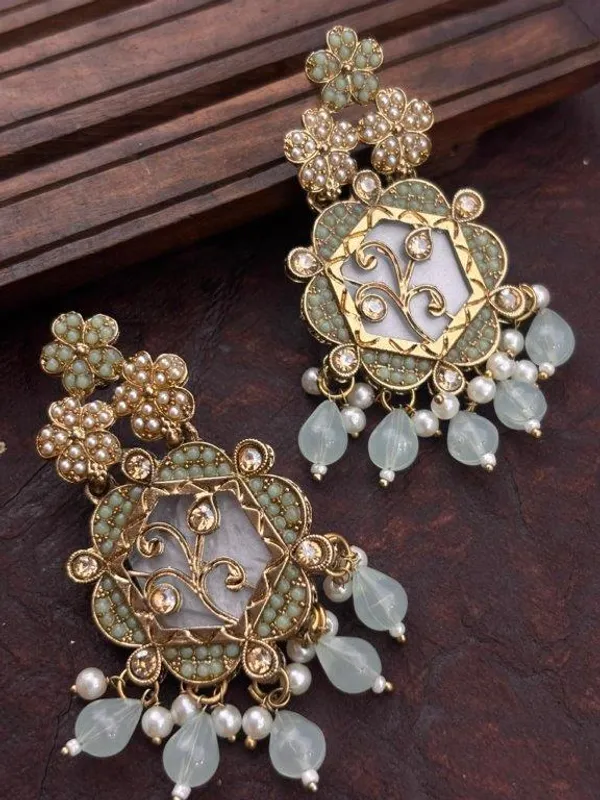 Kundan_Earrings_???_Elegant_Traditional_Design_(Sea_Green)
