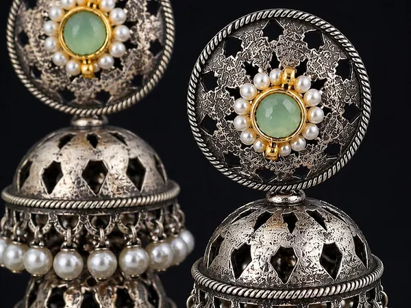Indian_Shringar_Oxidised_Silver_Jhumka_Earrings_|_Sea_Green_Stone_Pearl_Drop_Jhumki_|_Ethnic_German_Silver_Jewelry