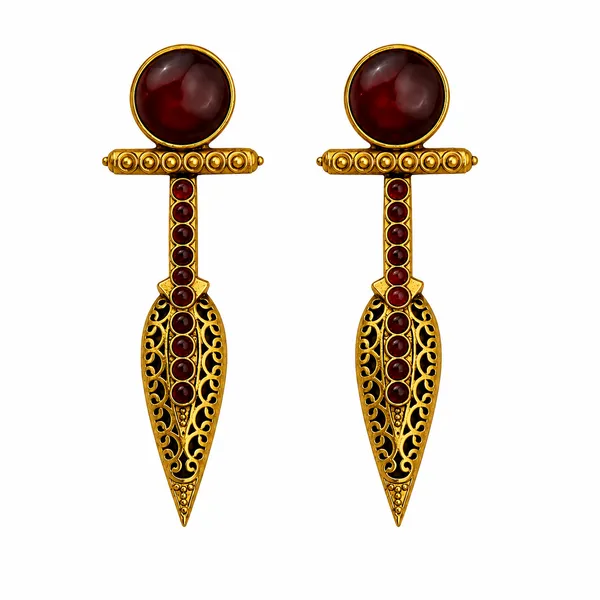 Blood_Red_Stone_Designer_Earrings_|_Antique_Golden_Statement_Earrings_for_Wedding_&_Party_Wear
