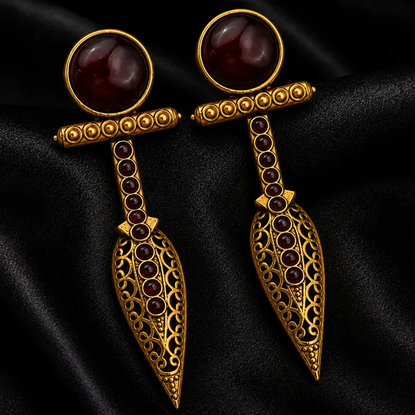 Blood_Red_Stone_Designer_Earrings_|_Antique_Golden_Statement_Earrings_for_Wedding_&_Party_Wear