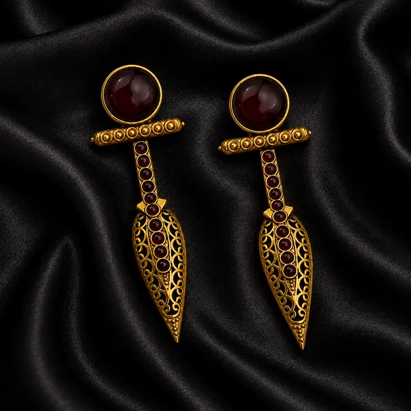 Blood_Red_Stone_Designer_Earrings_|_Antique_Golden_Statement_Earrings_for_Wedding_&_Party_Wear