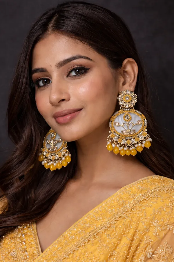 Indian_Shringar_Yellow_Kundan_Statement_Earrings_|_MOP_Floral_Design_with_Pearl_Drops_|_Ethnic_Festive_Jewelry