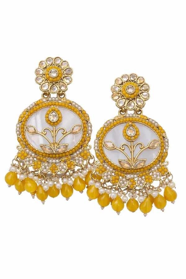 Indian_Shringar_Yellow_Kundan_Statement_Earrings_|_MOP_Floral_Design_with_Pearl_Drops_|_Ethnic_Festive_Jewelry