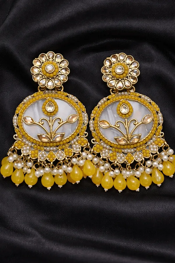 Indian_Shringar_Yellow_Kundan_Statement_Earrings_|_MOP_Floral_Design_with_Pearl_Drops_|_Ethnic_Festive_Jewelry