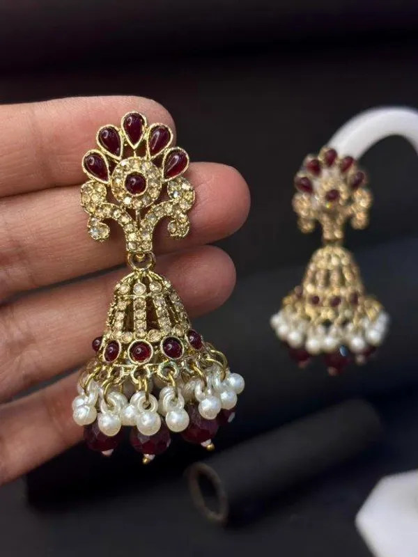 Maroon_Blossom_Kundan_Earrings