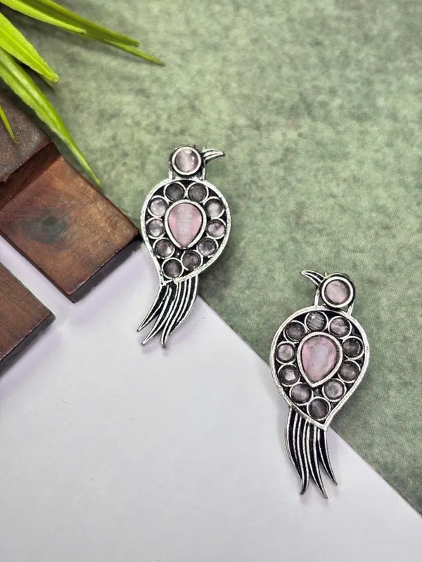 Mayurika_Blush_Baby_Pink_Bird_Earrings