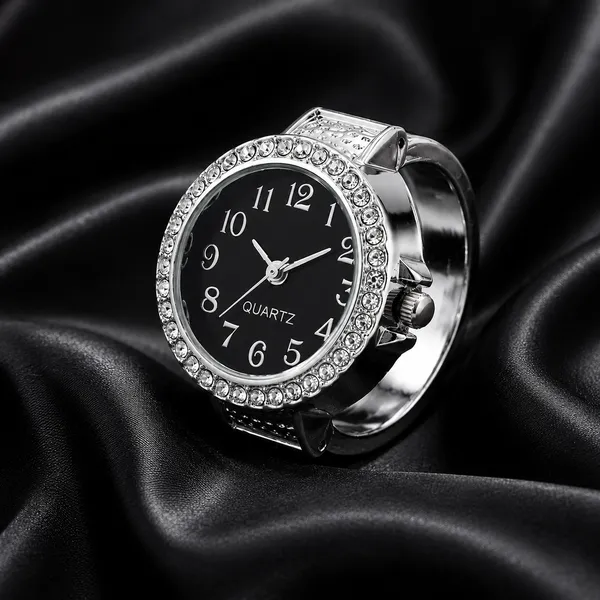 Black_Dial_Rhinestone_Watch_Face_-_Silver_Tone_Quartz_Movement