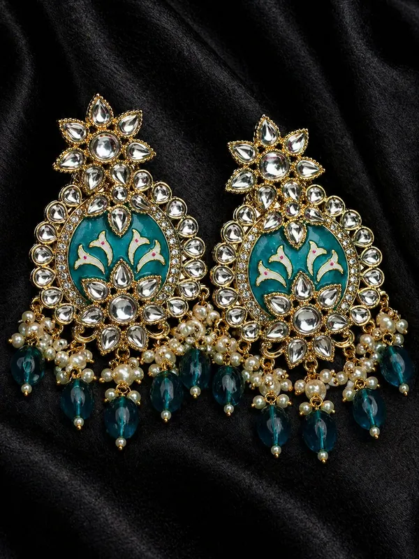 Indian_Shringar_Shahina_Kundan_Earrings_|_Teal_Green_Meenakari_Statement_Earrings_|_Premium_Ethnic_Jewelry
