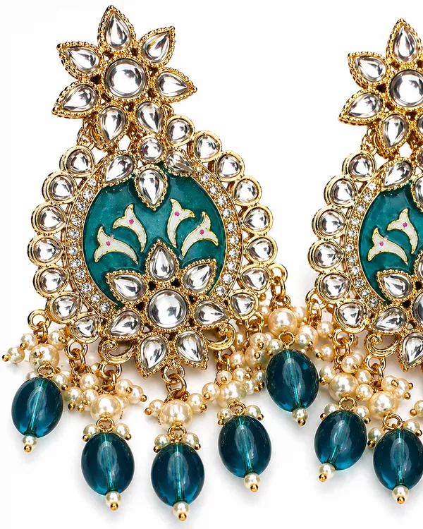 Indian_Shringar_Shahina_Kundan_Earrings_|_Teal_Green_Meenakari_Statement_Earrings_|_Premium_Ethnic_Jewelry