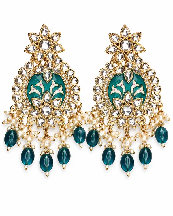 Indian_Shringar_Shahina_Kundan_Earrings_|_Teal_Green_Meenakari_Statement_Earrings_|_Premium_Ethnic_Jewelry