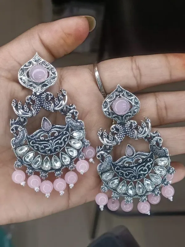 Noorika_Baby_Pink_Oxidized_Earrings