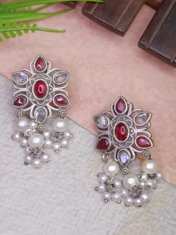 Noorika_Red_White_Pearl_Earrings
