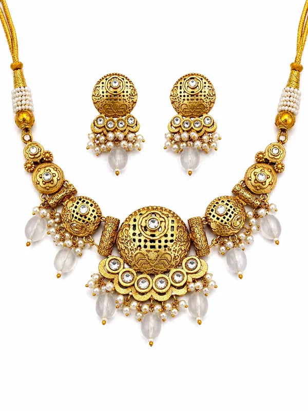 Indian_Shringar_Temple_Style_Golden_Necklace_Set_|_Green_Monalisa_Stone_Ethnic_Jewelry_with_Earrings_|_Adjustable_Thread