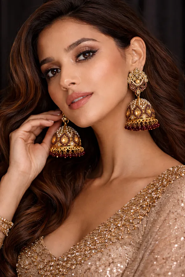 Indian_Shringar_Maroon_Kundan_Jhumka_Earrings_|_Pearl_&_Beaded_Bridal_Jhumki_|_Ethnic_Statement_Jewelry