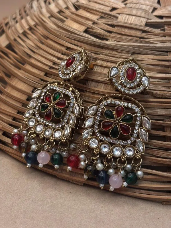 Crimson_Multi_Kundan_Earrings
