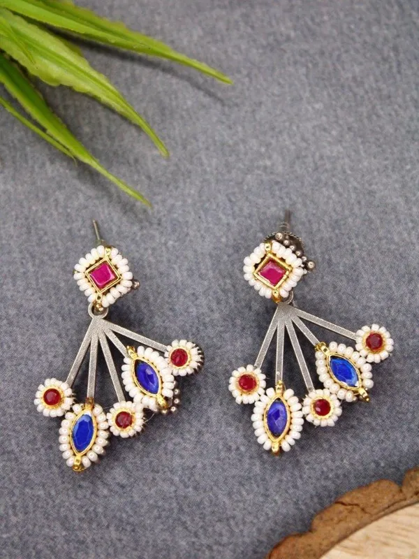 Rangrez_Sapphire_Blue_Red_Charm_Earrings