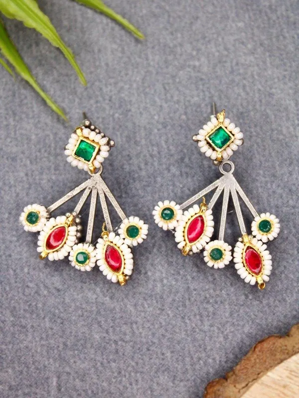 Rangrez_Sapphire_Red_Green_Charm_Earrings