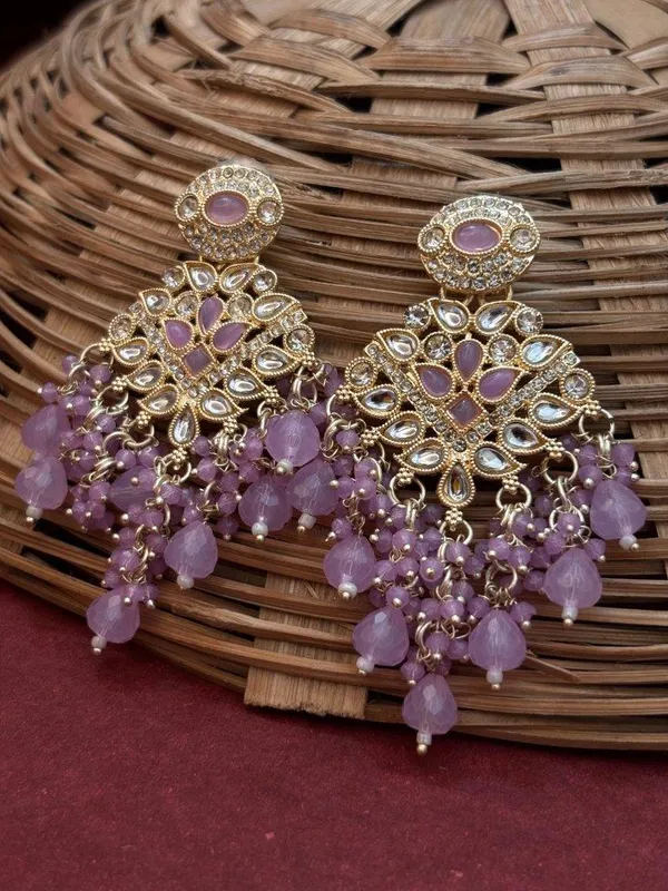 Riwaayat_Lightpurple_Kundan_Earrings