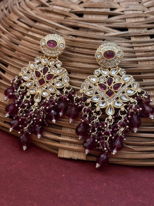 Riwaayat_Purple_Kundan_Earrings