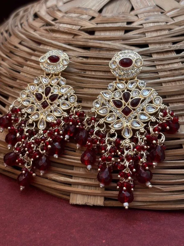 Riwaayat_Red_Kundan_Earrings