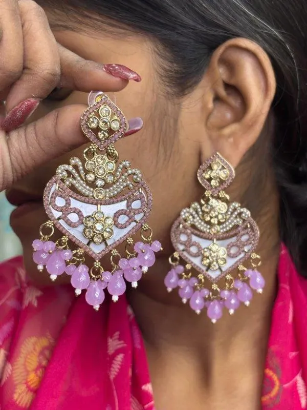 Roohani_Lavender_Kundan_Earrings