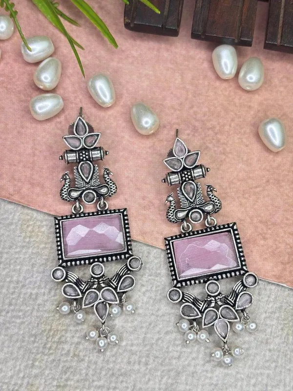 Roselle_Pearl_Baby_Pink_Monalisa_German_Silver_Earrings