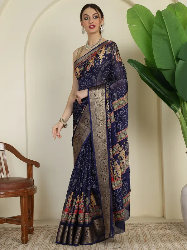 Royal_Navy_Blue_Banarasi_Art_Silk_Saree_with_Rich_Zari_Border_&_Floral_Traditional_Design