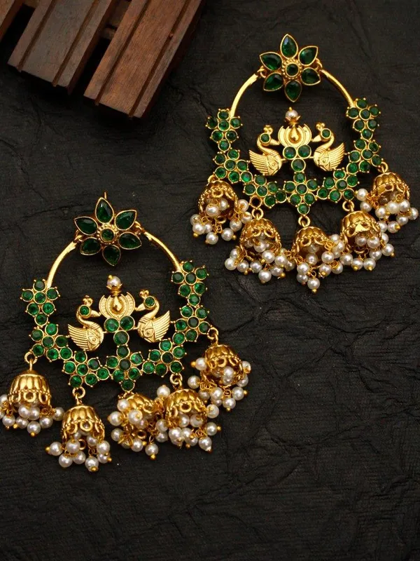 Royal_Peacock_Chandbali_Earrings_(Emerald_Green)_|_Traditional_Jhumki_with_Pearl_Drops